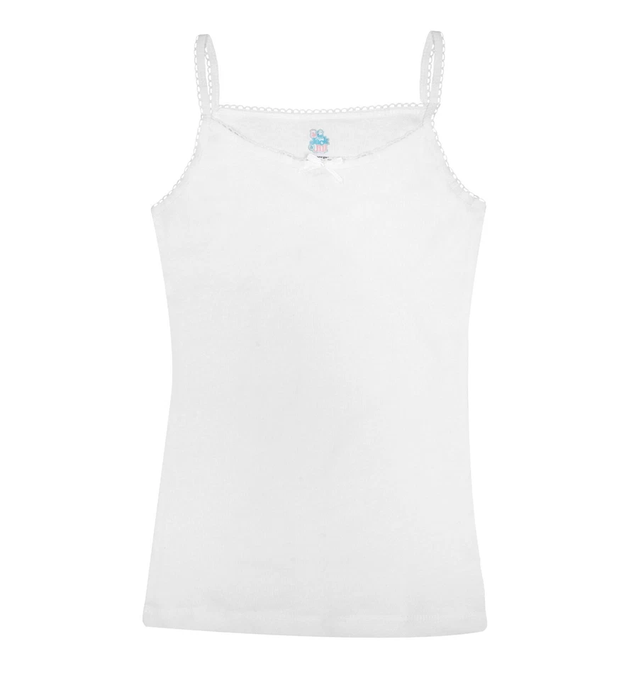 Jack & Jill Girls Ultra Soft 100% Cotton Cami Undershirts White 3 pk - Image 2 of 3