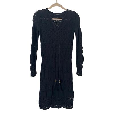 knee length dresses for ladies ADELAIDE BLACK BOW CROCHET MIDI DRESS – AIIZIE main image 1