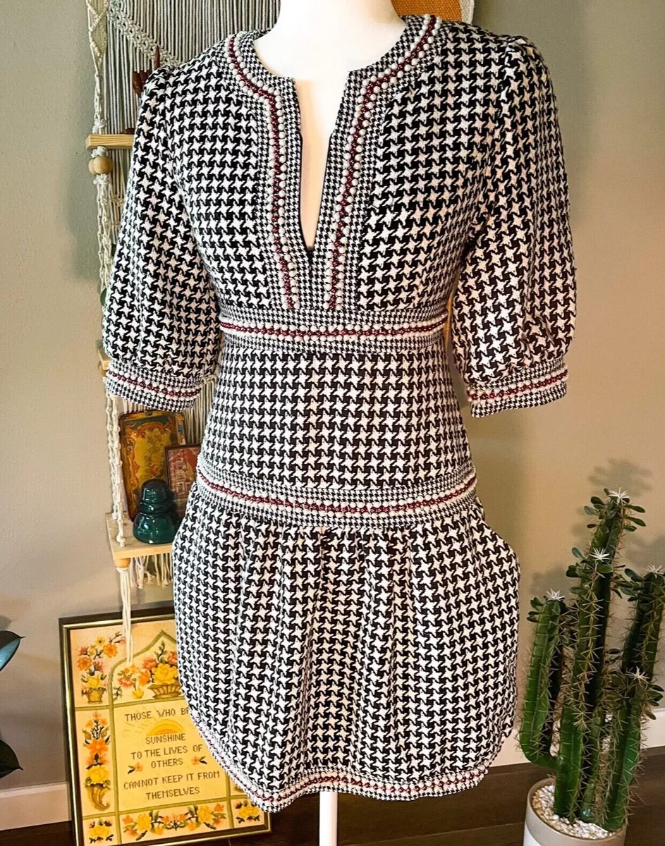 chanel black and white tweed dress