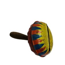 Vintage Tin New Years Even Noisemaker Ratttle Wooden Handle