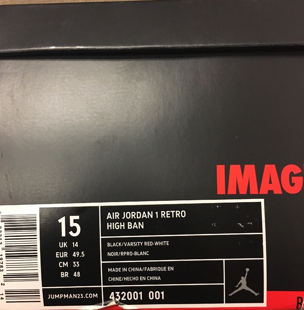 AIR JORDAN 1 RETRO RETRO 1 HIGH BANNED 2011 432001-001 SZ 15 6661a2 AIR JORDAN 1 RETRO RETRO 1 HIGH BANNED 2011 432001-001 SZ 15 6661a2