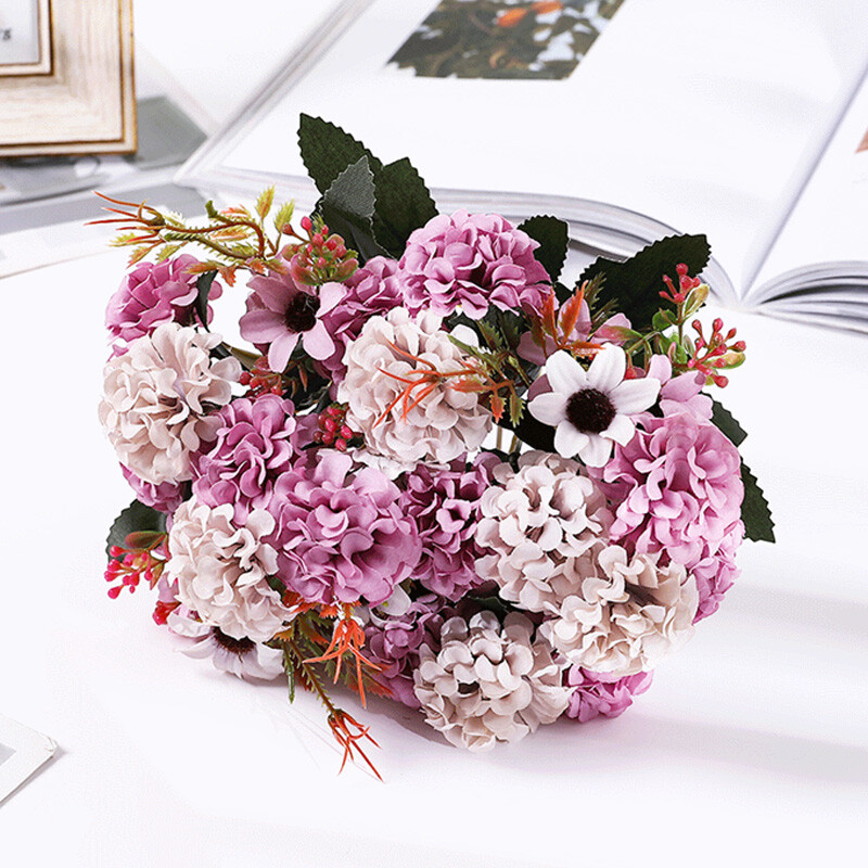 15 Heads Artificial Silk Fake Flowers Bunch Bouquet Wedding Home Party