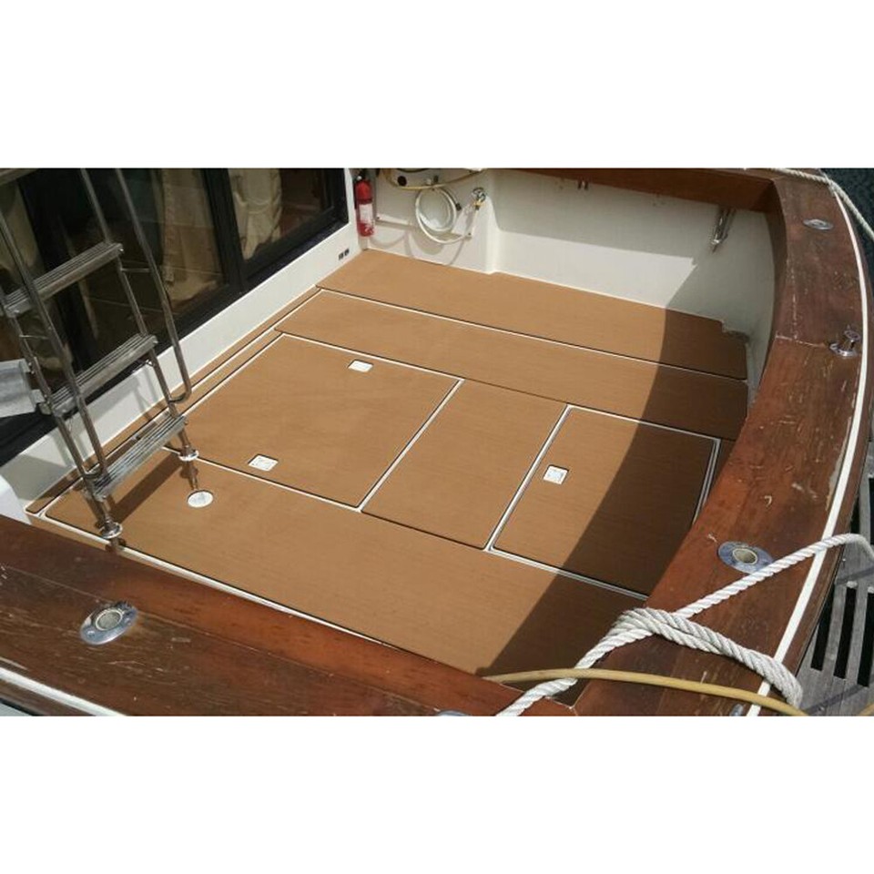 240x90cm EVA Foam Gray Teak Mat Marine Boat Deck Flooring Carpet Self
