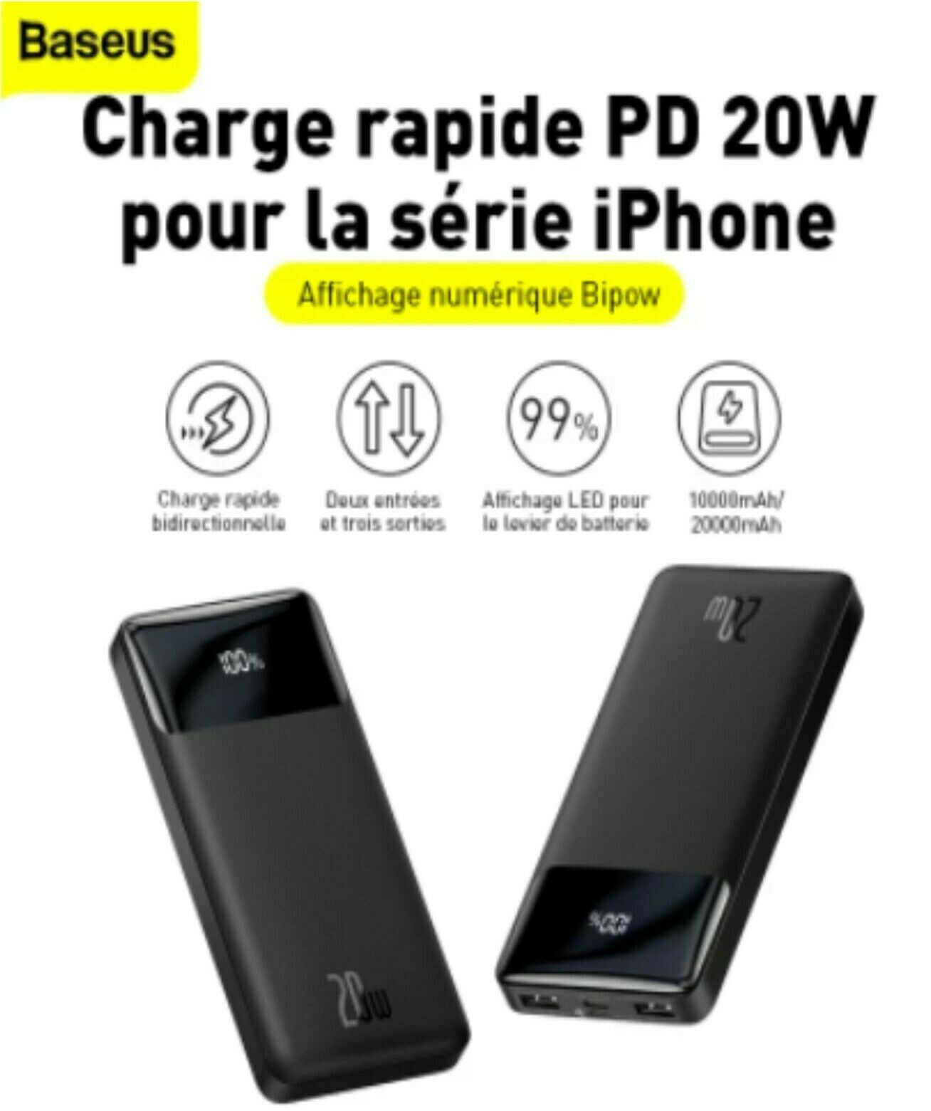 Batterie externe 20000mAh pour ne plus manquer de batterie en plein travail nomade