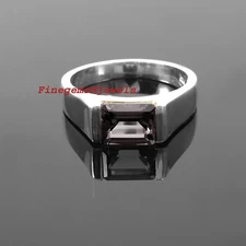Natural  Smoky Quartz Gemstone with 925 Sterling Silver Ring For Men's #282