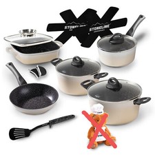 STONELINE® Set di pentole 14 pezzi crema 18 cm - 24 cm padella pentola II scelta 22732