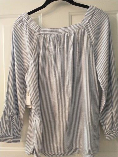 Neu mit Etikett Old Navy Langarm Portrait blau weiß gestreiftes Oberteil Gr. S - Bild 2 von 7