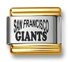 Italian Charm Bracelet Laser Sports Link San Francisco Giants Baseball Gold Trim