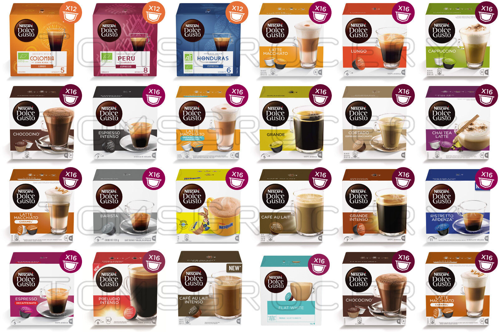 Variedad de cápsulas de café NESCAFE DOLCE GUSTO