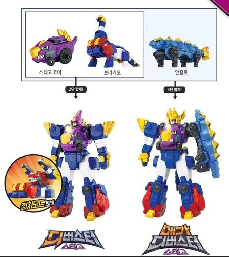 Dino Core Mega D-Fighter Stego Transforming Robot Brachio Ankylo 3-Dinosaurs set - Picture 4 of 7
