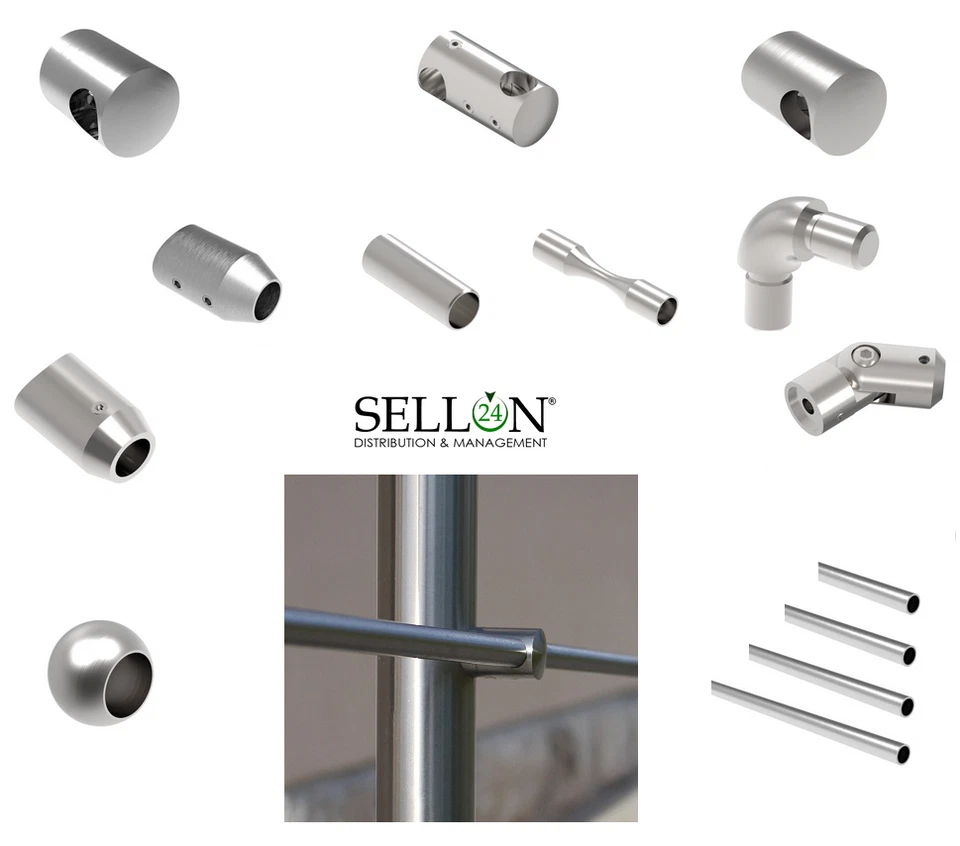 Inox V2A Support de Barre Latérale Connecteurs Embouts Tuyaux 12,0x1,5 Rampe - Photo 2/2