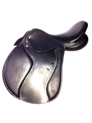English All-Purpose Jumping Saddle - Black Leather Horse Riding Saddle, Classic Design