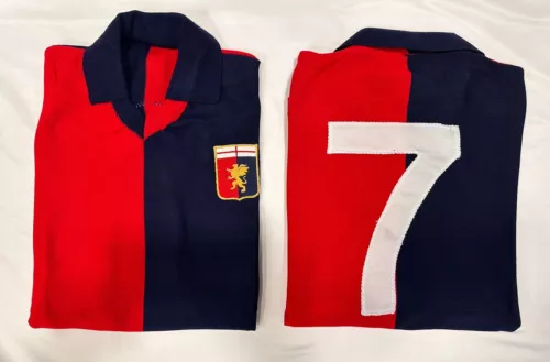 Genoa Jersey N°7 Oscar Damiani 1976/77 Vintage Red And Blue Football