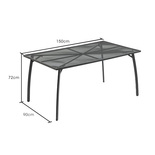 FORTIA 150x90cm Outdoor Dining Table Outside Furniture Rectangular Garden Patio - Picture 7 of 8