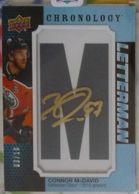 Connor McDavid 2019-20 Upper Deck Chronology Letterman Autograph Oilers /10