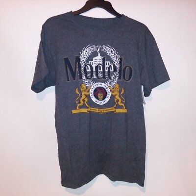 Modelo T Shirt Mens Small Gray Beer Graphic Tee Short Sleeve Crew Neck New