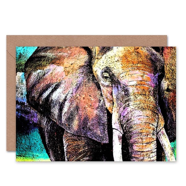 Birthday Painting Robertson Elephant Blank Greeting Card With Envelope-image