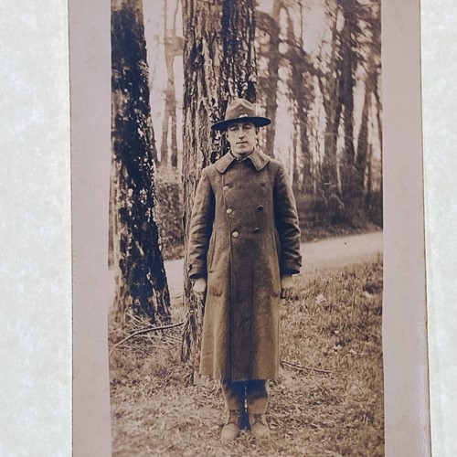 RPPC WWI US Army Soldier Wearing Trench Coat Infantry Doughboy