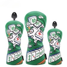 Premium Mahjong Pattern Golf Club Head Covers Driver Woods Hybrid UT Head Covers