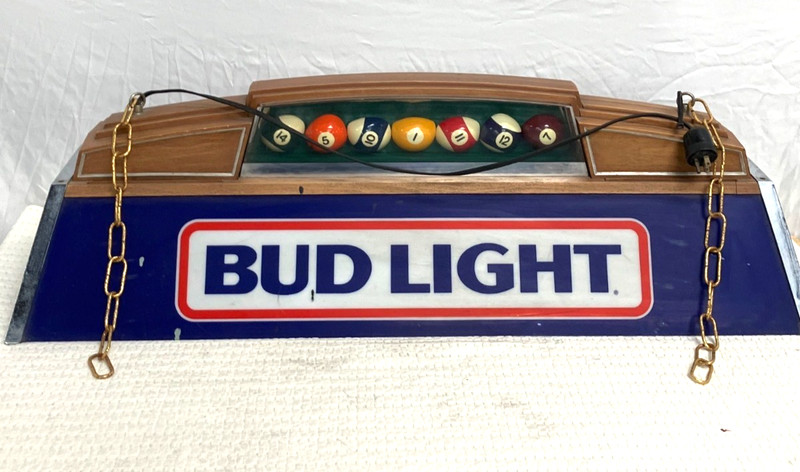 Vintage 80s Bud Light Billiards Pool Table Light - 40x14x12"