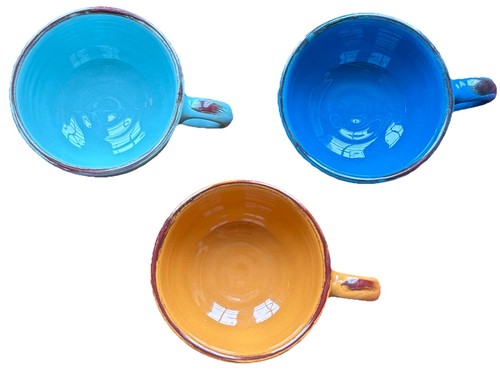 3er Set bunte handgefertigte Ceramiche Florentiner Artistiche Demitasse Tassen Italien - Bild 2 von 8