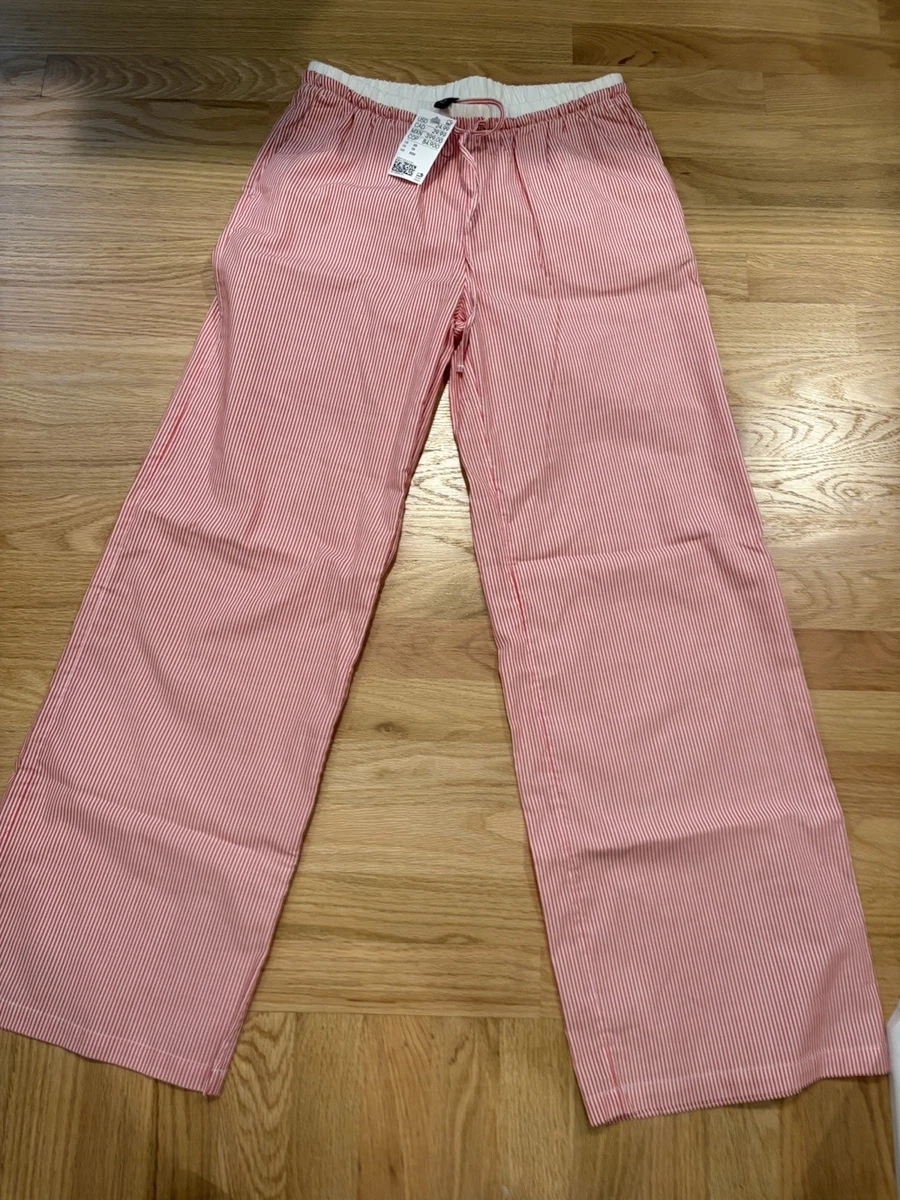 Pantalones de algodón a rayas rojos N blancos H&M para mujer nuevos con etiquetas talla Xs