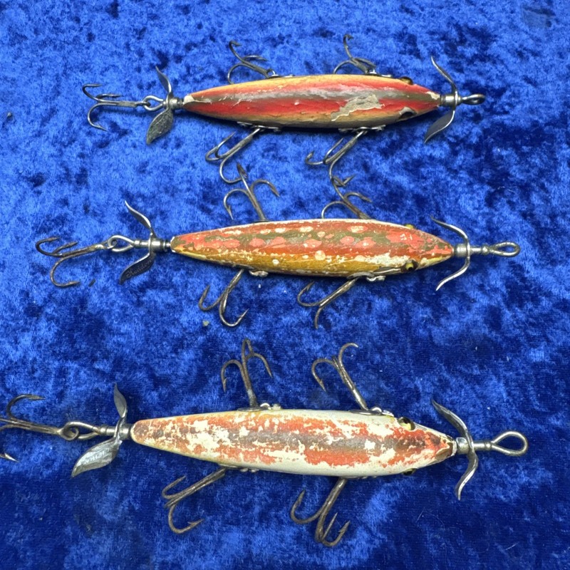 Vintage Lot Of 3 Heddon 150 Underwater Minnows TS , Lrig Hardware Parts Or Fish
