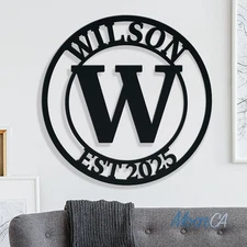 Personalized Family Name Metal Monogram Sign, Last Name Sign, Metal Initial C