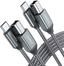 USB B to USB C Printer Cable, 6.6ft 2-Pack Nylon Braided USB B to C Cord, USB