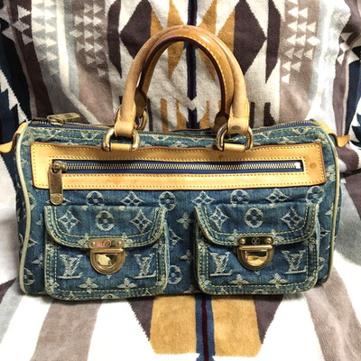LOUIS VUITTON Monogram Denim Neo Speedy Hand Bag Blue M95019 Auth Used #SP1015