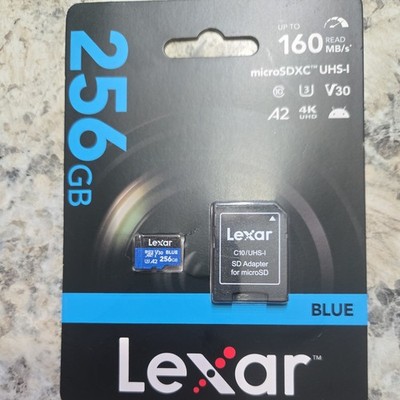 Micro SDXC 256GB Card Blue with SD Adapter, 160MB/s for Action Cameras & More