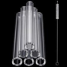 6 Pcs Borosilicate Glass Tubes, 12Mm Od 2Mm, 6 Inch, Clear
