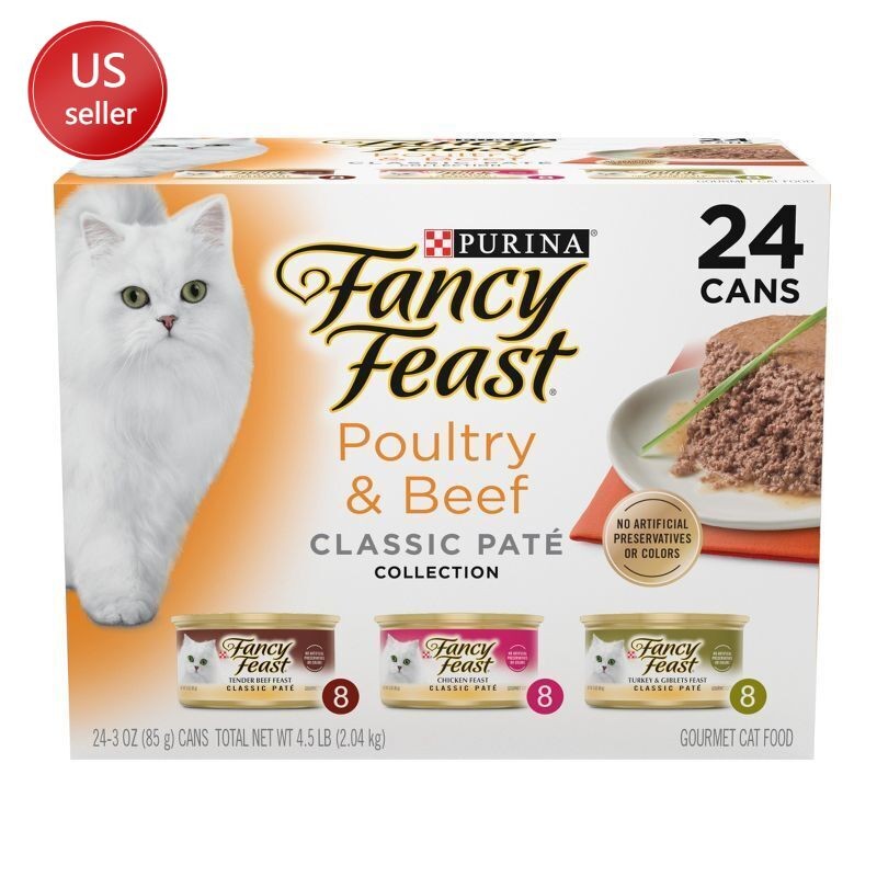 Purina Classic Paté Variety Pack Wet Cat Food in Chicken Turkey Beef 3oz