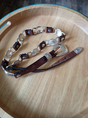 Vng Southwest Tony Lama Concho/Leather Lady's 32" belt