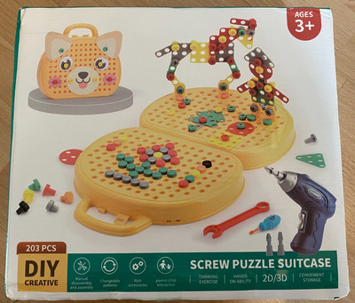 Screw Puzzle Suitcase  2D/3D, mit elektrischer Bohrmaschine, 203pcs, DIY
