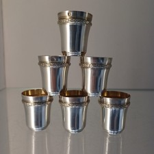 Frankreich 6 Trink- Schnapsbecher aus 950er Sterling Silber Minerva 1 vergoldet