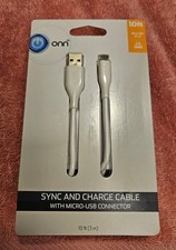 ONN Micro-USB to USB Cable, Sync Charge Cable w/ Micro-USB Connector 10ft NEW