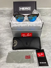 RAY BAN | NEW | CLUBMASTER MEDIUM | 3016 114517 | MATTE TORTOISE | BLUE MIRROR