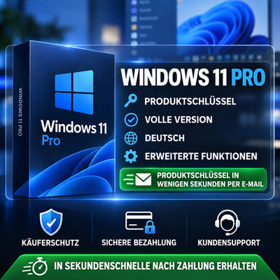Windows 11 Pro Key Vollversion E-Mail - Sofort Versand 