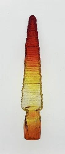 Blenko Handmade Glass Textured Garden Spear in Tangerine Signed