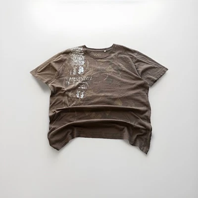 🚨OPIUM GUESS T-SHIRT PRINT LOGO BROWN VINTAGE Y2K Gothic Rare 00s Punk - Image 1 of 4