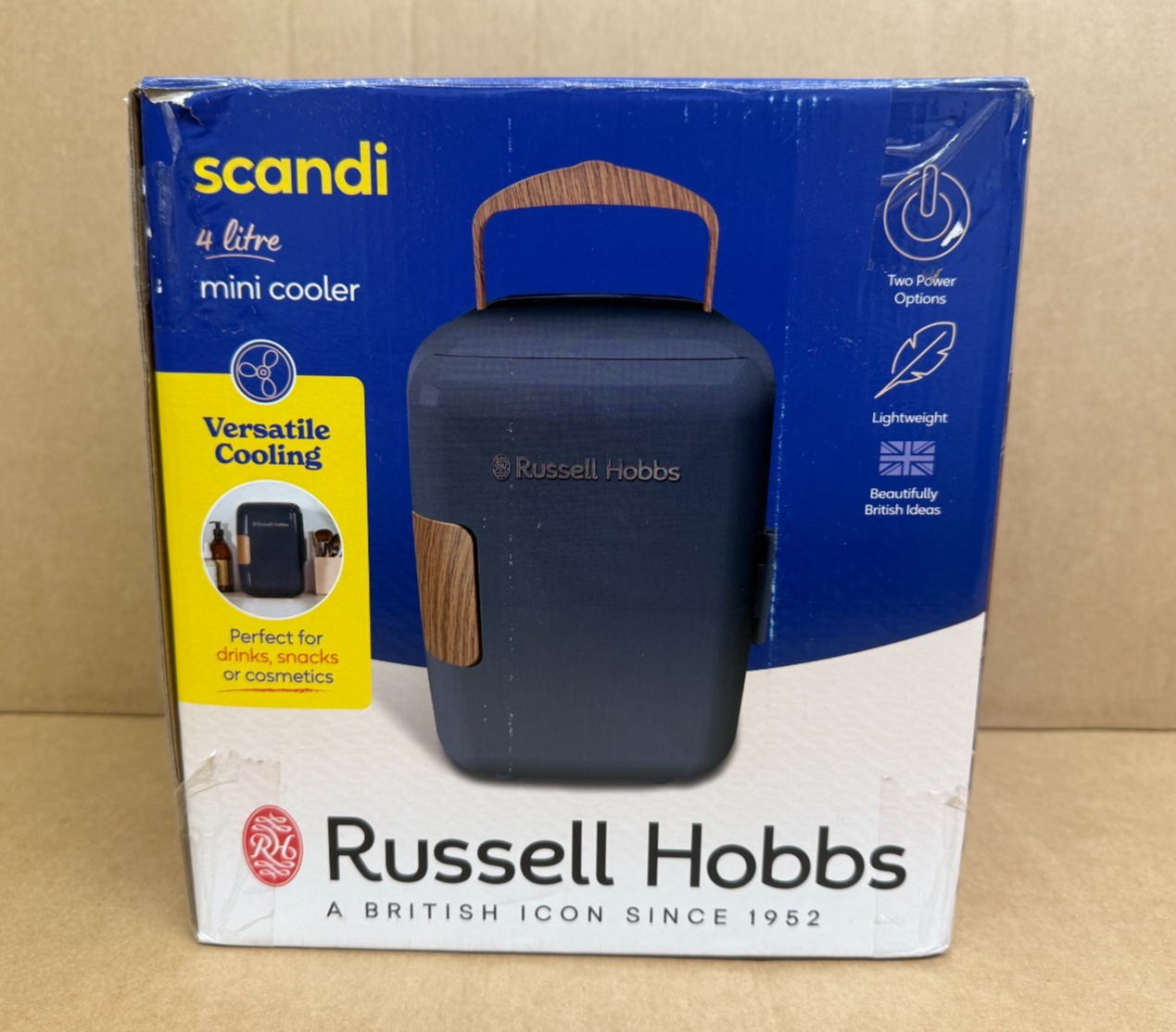 Russell Hobbs Portable 4 Litre Mini Cooler Drinks & Snacks 12V Fridge for Car