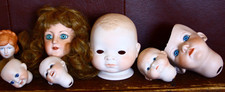 Vintage Reproduction Porcelain Doll Parts Doll Head Only LOT of 7