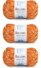 Velvet Chenille Yarn for Crocheting Handcrafts Weaving,3 Skein Orange