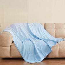 Mulberry Silk Throw Blanket, Ombre Gradient Design, 100% Natural Mulberry Sil...