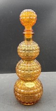 Empoli Diamond Amber Genie Bottle Decanter With Topper