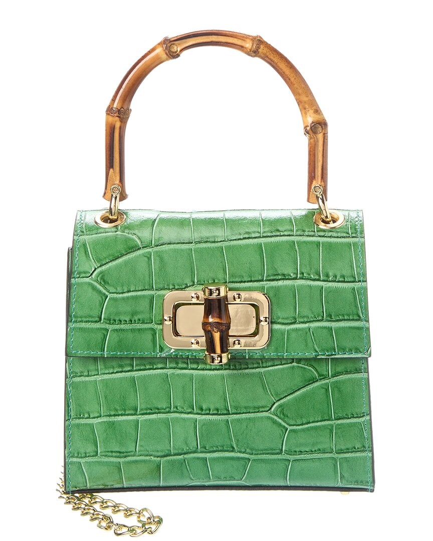 Женская сумка из кожи с крокодиловым тиснением Persaman New York зеленого цвета 19090₽