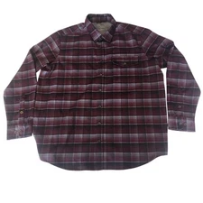 Swiss Tech Flannel Shirt Long Sleeve Plaid Burgundy Black Heavyweight Mens 2XL