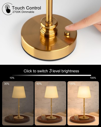 Cordless Table Lamp, 5200mAh Rechargeable Battery Operated Lamp, Portable LED... - Picture 8 of 9