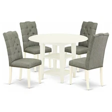East West Furniture Sudbury 5-piece Wood Dining Set in Linen White